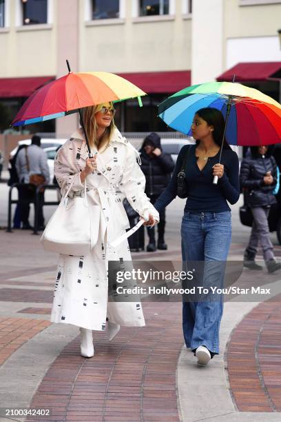 Heidi Klum and daughter, Lou Samuel, arrive at 'America's Got Talent' on March 23, 2024 in Pasadena, California.