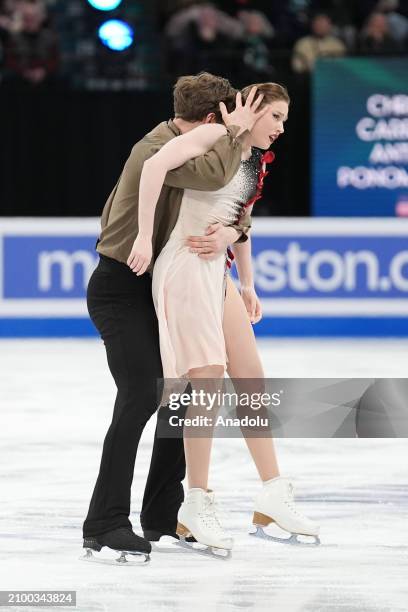 Christina Carreira and Anthony Ponomarenko of USA compete in Ice Dance Free Dance during World Figure Skating Championships 2024 in Montreal, Quebec,...