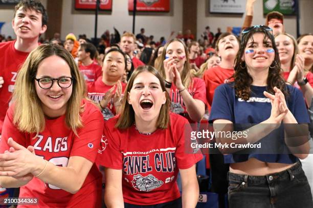 Gonzaga Bulldogs fans react during game against the UC Irvine Anteaters during the first round of the 2024 NCAA Women's Basketball Tournament held at...