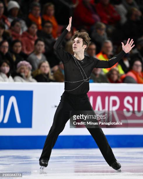 Aleksandr Selevko of Estonia competes in the Men's Free Program during the ISU World Figure Skating Championships at the Bell Centre on March 23,...
