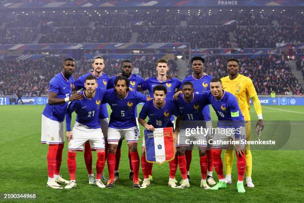 Team France poses for a photo before the international friendly match between France and Germany at Groupama Stadium on March 23, 2024 in Lyon,...