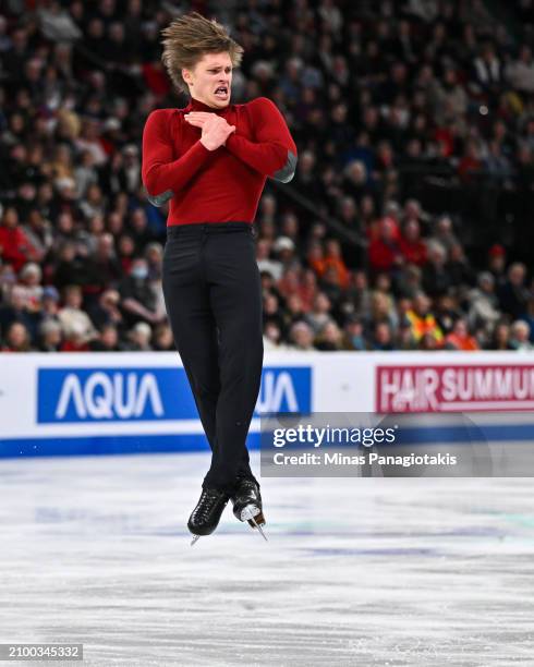 Deniss Vasiljevs of Latvia competes in the Men's Free Program during the ISU World Figure Skating Championships at the Bell Centre on March 23, 2024...