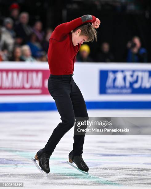 Deniss Vasiljevs of Latvia competes in the Men's Free Program during the ISU World Figure Skating Championships at the Bell Centre on March 23, 2024...