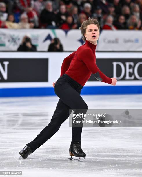 Deniss Vasiljevs of Latvia competes in the Men's Free Program during the ISU World Figure Skating Championships at the Bell Centre on March 23, 2024...