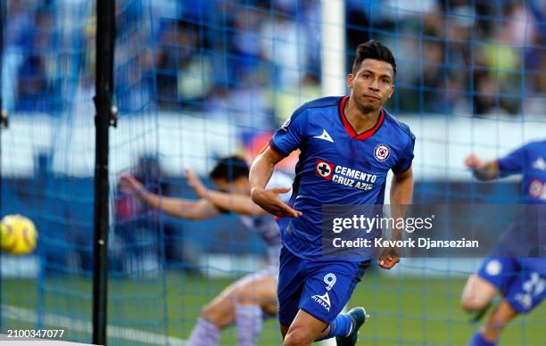 Angel Sepulveda of Cruz Azul scores a goal against Club America at Dignity Health Sports Park on March 23, 2024 in Carson, California.