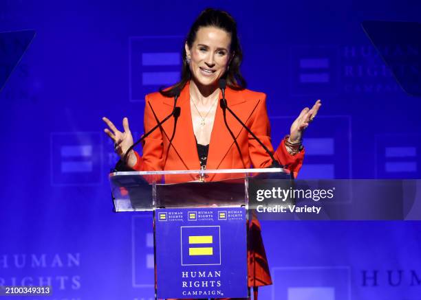 Ashley Biden speaks onstage at the Human Rights Campaign's 2024 Los Angeles Dinner held at the Fairmont Century Plaza on March 23, 2024 in Los...