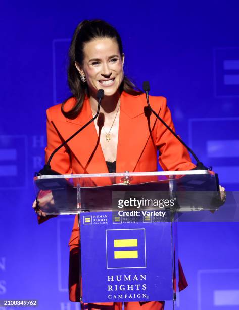 Ashley Biden speaks onstage at the Human Rights Campaign's 2024 Los Angeles Dinner held at the Fairmont Century Plaza on March 23, 2024 in Los...