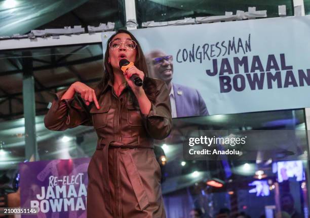 Rep. Alexandria Ocasio-Cortez and U.S. Rep. Jamaal Bowman , who support ceasefire in Gaza, attend the event on Saturday to against a pro-Israel...