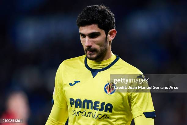 Goncalo Guedes of Villarreal FC looks on during the LaLiga EA Sports match between Real Sociedad and Villarreal CF at Reale Arena on February 23,...