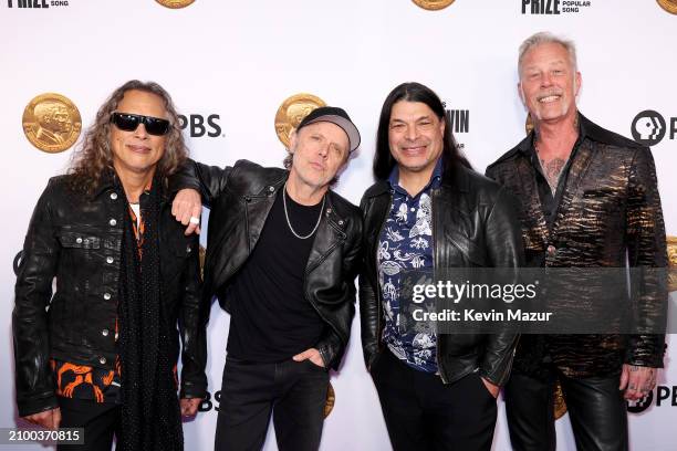 Kirk Hammett, Lars Ulrich, Robert Trujillo, and James Hetfield of Metallica attend the Library Of Congress 2024 Gershwin Prize for Popular Song at...