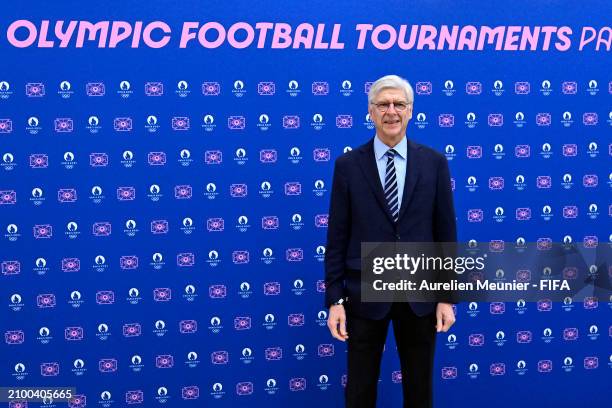 Arsene Wenger FIFA's Chief of Global Football Development poses for photographers as he arrives for the Olympic football tournament final draw at...