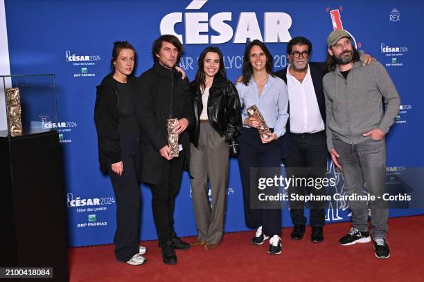 Adele Exarchopoulos, Hugo Selignac, Elodie Bouchez, Jeanne Herry, Alain Attal and Fred Testot attend the "Cesar Des Lyceens 2024" Award at Le Grand...