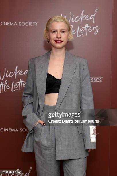 Jessie Buckley attends Sony Pictures Classics And The Cinema Society Screening Of "Wicked Little Letters" at Crosby Street Hotel on March 20, 2024 in...