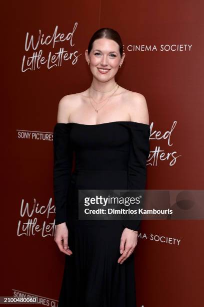 Emma O'Connor attends Sony Pictures Classics And The Cinema Society Screening Of "Wicked Little Letters" at Crosby Street Hotel on March 20, 2024 in...