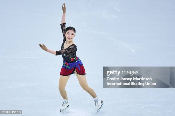 Mone Chiba of Japan competes in the Women's Short Program during the ISU World Figure Skating Championships at Centre Bell on March 20, 2024 in...