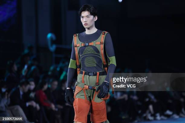 Model walks the runway at the Beijing Institute of Fashion Technology Collection show on day two of Beijing Fashion Week AW2024 on March 20, 2024 in...