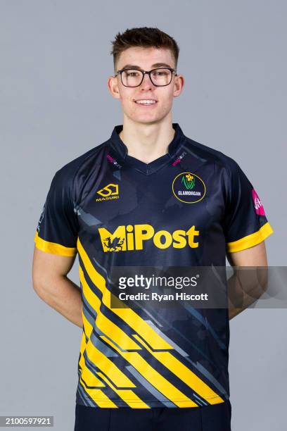 Asa Tribe of Glamorgan poses for a portrait during the Glamorgan CCC photocall at Sophia Gardens on March 18, 2024 in Cardiff, Wales.