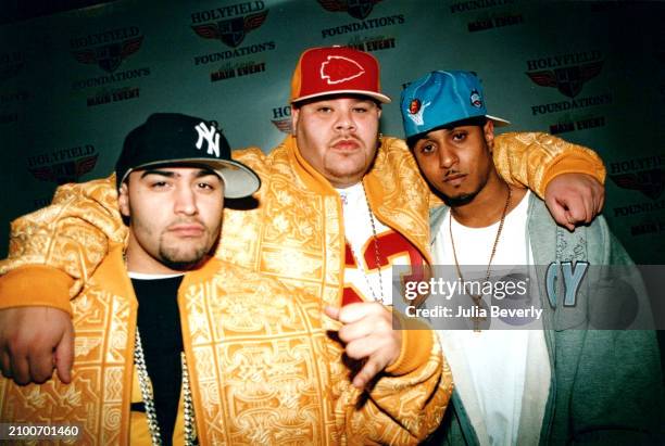 Tony Sunshine, Fat Joe, and Prospect arrive at the Evander Holyfield Foundation Main Event at Georgia World Congress Center in Atlanta, Georgia on...