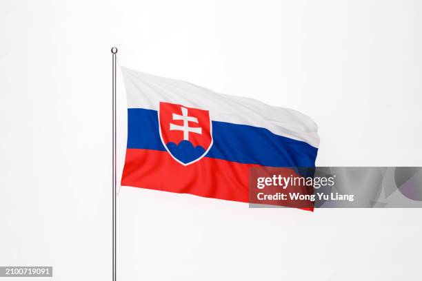 slovakia flag with white background - slovakia stock pictures, royalty-free photos & images