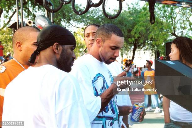 Clue and Joe Budden on the set of Joe Budden's "Pump It Up" video shoot in Miami, Florida on March 8, 2003.