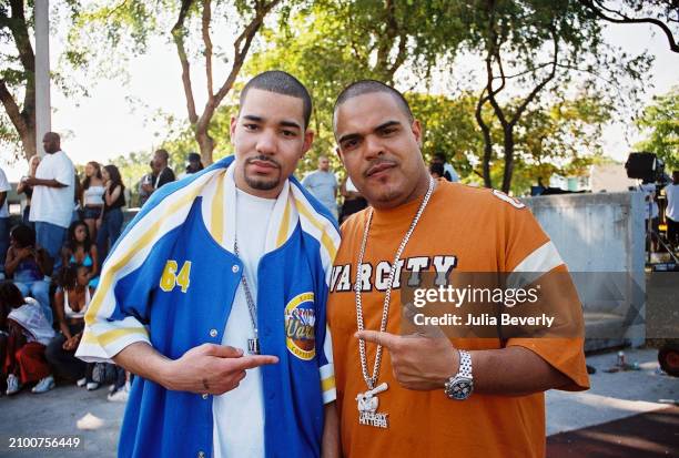 Envy and DJ Enuff on the set of Joe Budden's "Pump It Up" video shoot in Miami, Florida on March 8, 2003.