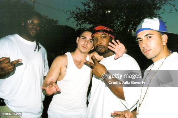 Big Teach, Pitbull, Gorilla Tek, and Cubo on the set of Joe Budden's "Pump It Up" video shoot in Miami, Florida on March 8, 2003.