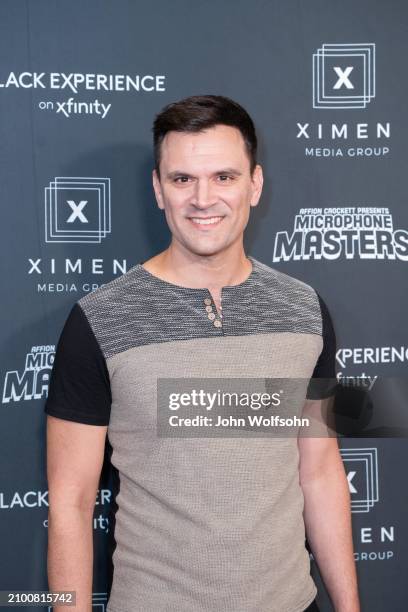 Kash Hovey attends the Los Angeles premiere of "Affion Crockett Presents: Microphone Masters" at Regal LA Live on March 20, 2024 in Los Angeles,...