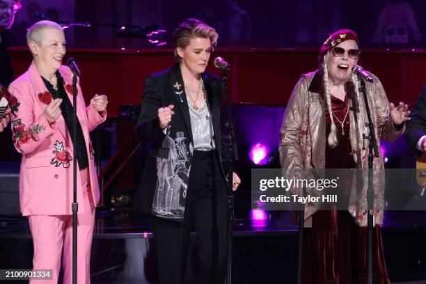 Annie Lennox, Brandi Carlile, and Joni Mitchell perform during the 2024 Gershwin Prize for Popular Song presentation to Elton John and Bernie Taupin...