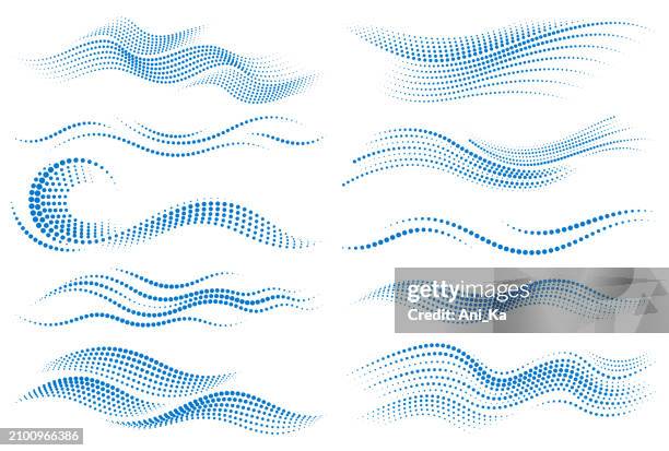 abstract halftone waves - dot pattern vector stock illustrations