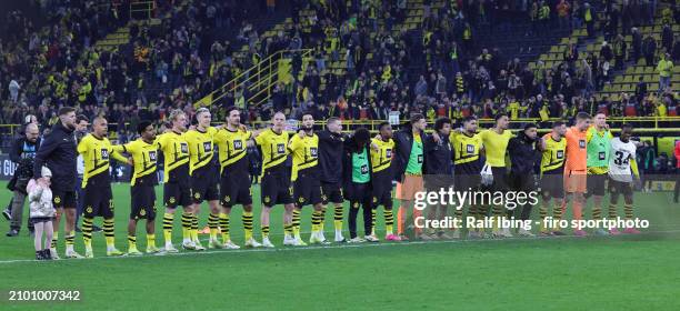 Players of Borussia Dortmund celebrate the victory after the Bundesliga match between Borussia Dortmund and Eintracht Frankfurt at Signal Iduna Park...