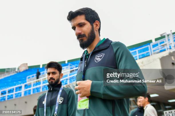 Mamoon Moosa Khan of team Pakistan arrives prior to the 2026 FIFA World Cup Qualifiers second round Group G match between Pakistan and Jordan at...