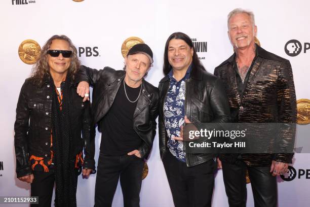 Kirk Hammett, Lars Ulrich, Rob Trujillo, and James Hetfield of Metallica attend the 2024 Gershwin Prize for Popular Song presentation to Elton John...