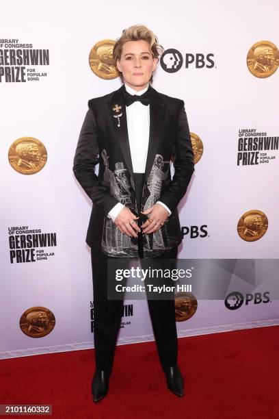 Brandi Carlile attends the 2024 Gershwin Prize for Popular Song presentation to Elton John and Bernie Taupin by the Library of Congress at DAR...