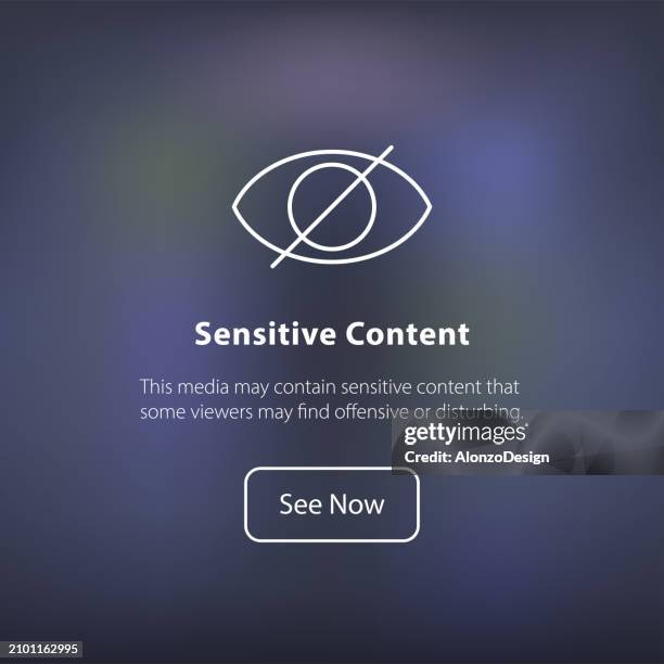 ilustraciones, imágenes clip art, dibujos animados e iconos de stock de plantilla de señal de advertencia para redes sociales. conjunto de iconos vectoriales para contenido sensible. - logo-internet