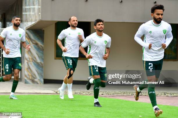 Team Pakistan enters in the field for a practice session prior to the 2026 FIFA World Cup Qualifiers second round Group G match between Pakistan and...