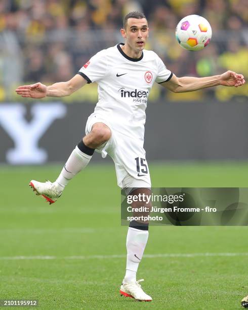 Ellyes Skhiri of Frankfurt plays the ball during the Bundesliga match between Borussia Dortmund and Eintracht Frankfurt at Signal Iduna Park on March...