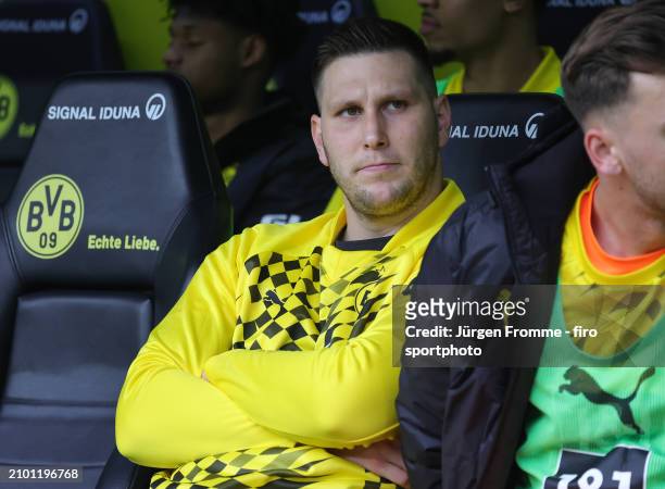 Niklas Süle of BVB on the bench looks disappointed during the Bundesliga match between Borussia Dortmund and Eintracht Frankfurt at Signal Iduna Park...