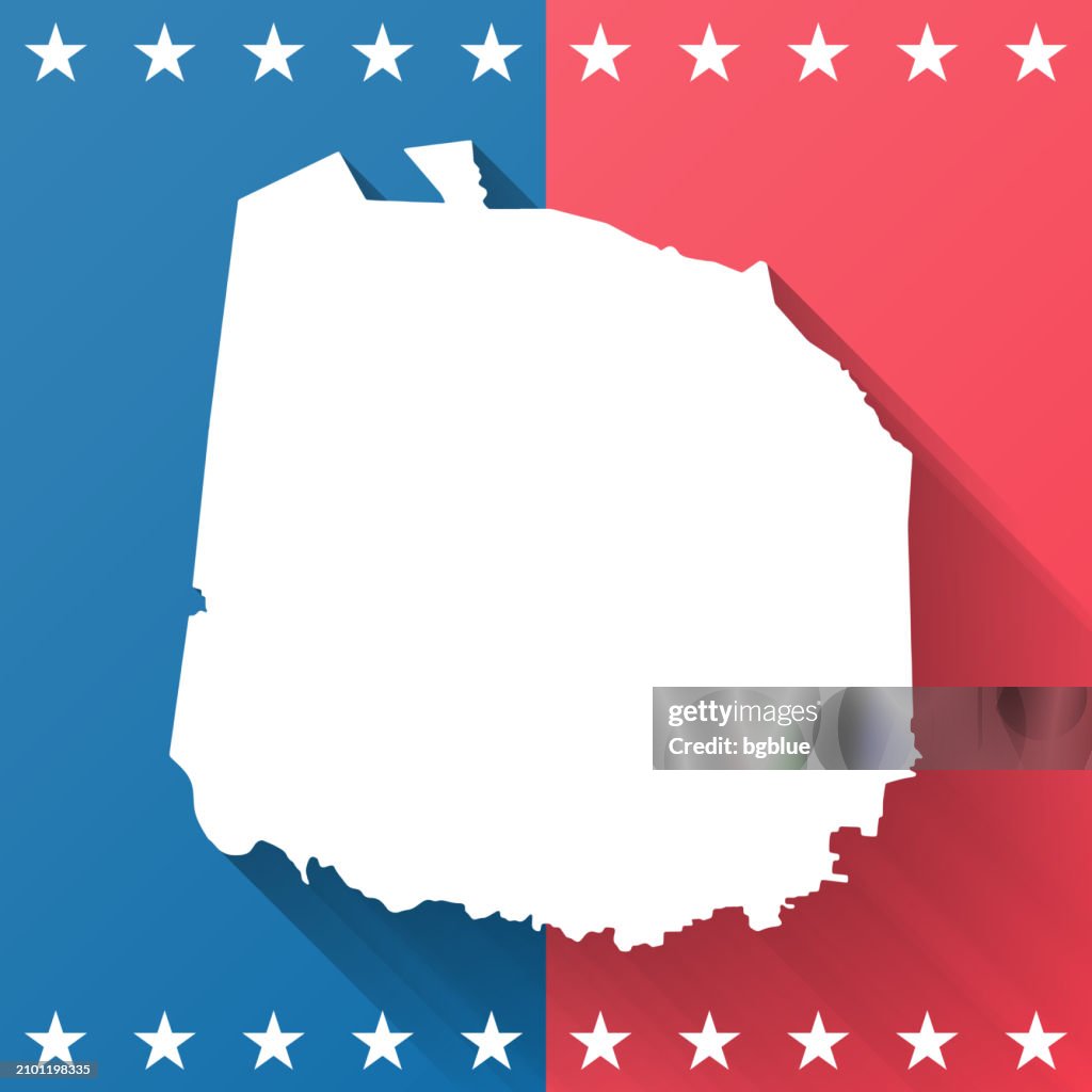 Jackson County, Tennessee. Map on blue and red background