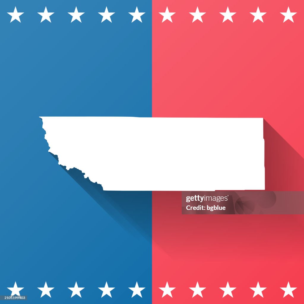 Sheridan County, Wyoming. Map on blue and red background