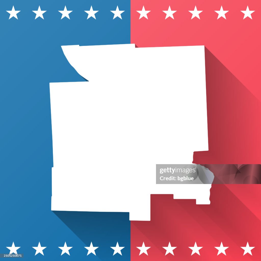 Tompkins County, New York. Map on blue and red background