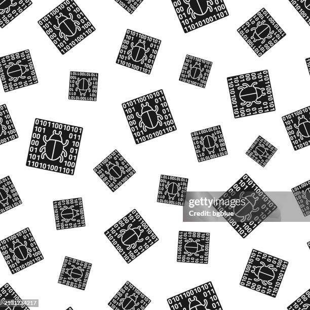bug in system. seamless pattern. icons on white background - phishing background stock illustrations