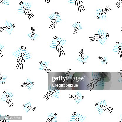 Motion sensor. Seamless pattern. Line icons on white background Motion sensor. Seamless pattern. Line icons on white background
