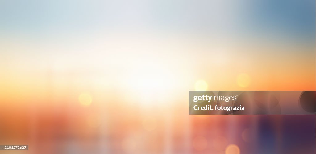 Defocused Gradient with Bokeh. Blurred Sunset or Sunrise