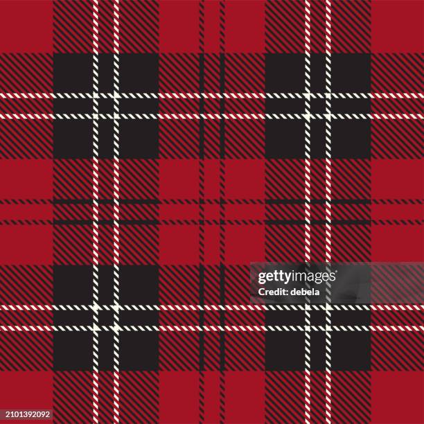 ramsay red scottish tartan plaid pattern fabric swatch - kilt stock illustrations
