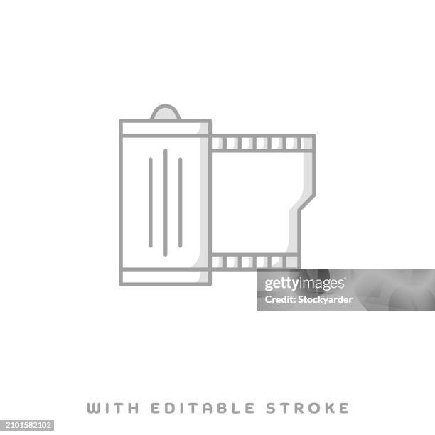 film reel concept line icon with shadow and editable stroke. - photo shoot vector stock illustrations