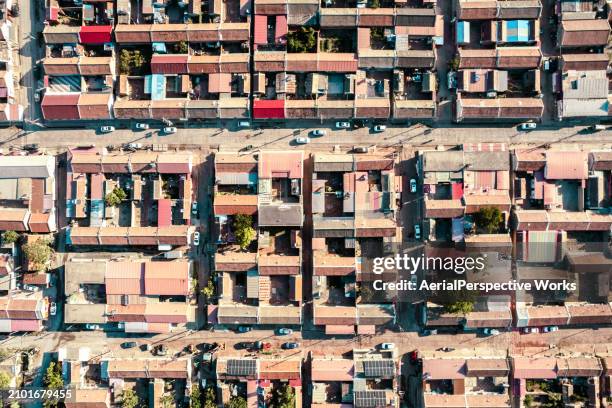 aerial view of suburban houses / china - shanghai-slums stock pictures, royalty-free photos & images
