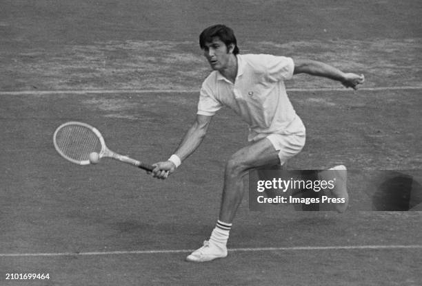 Romanian tennis player Ilie Nastase in action during his fourth round match of the US Open Tennis Championships Men's Singles competition, held at...