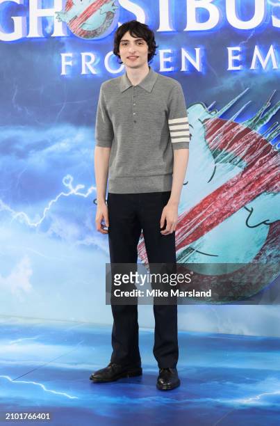 Finn Wolfhard attends the photocall for "Ghostbusters: Frozen Empire" at Claridge's Hotel on March 21, 2024 in London, England.