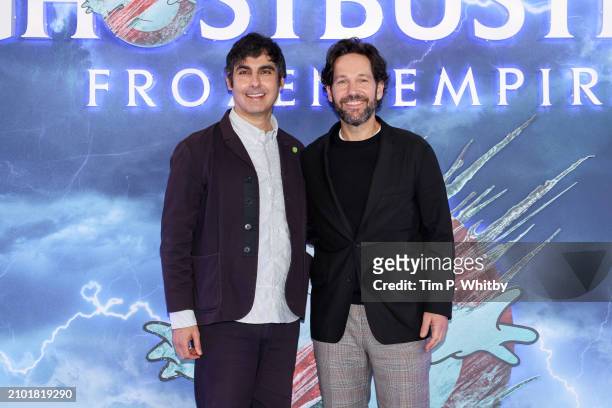 Gil Kenan and Paul Rudd at the London photocall of Columbia Pictures' Ghostbusters: Frozen Empire on March 21, 2024 in London, England.