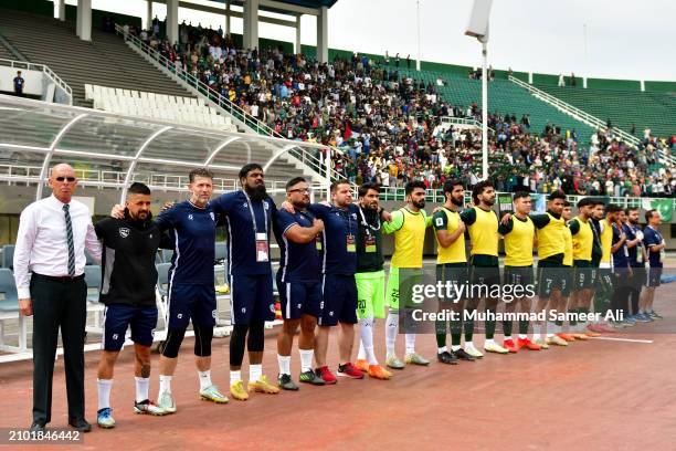 Team Pakistan line up during national anthem prior to the 2026 FIFA World Cup Qualifiers second round Group G match between Pakistan and Jordan at...